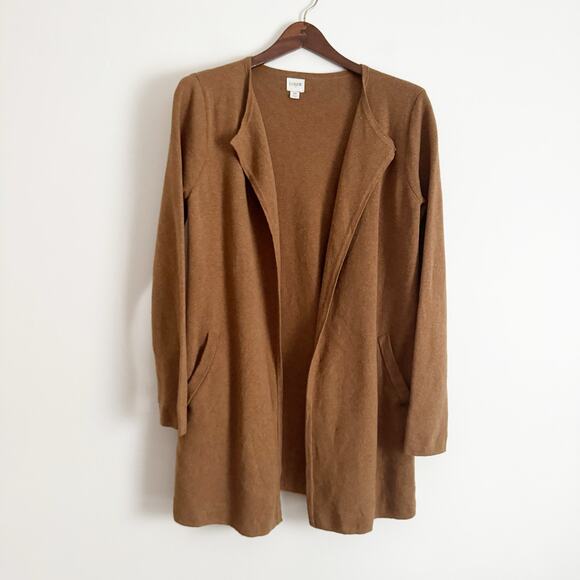 J. CREW Vanessa Open Front Longline Cardigan Sweater Camel Tan XS - Picture 3 of 9
